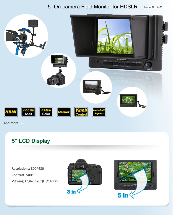 Mustech 5-inch on-camera field monitor-M501 Overview