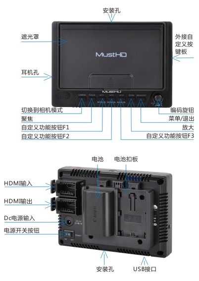 英寸摄影监视器结构